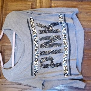 PINK crop 3/4 sleeve shirt